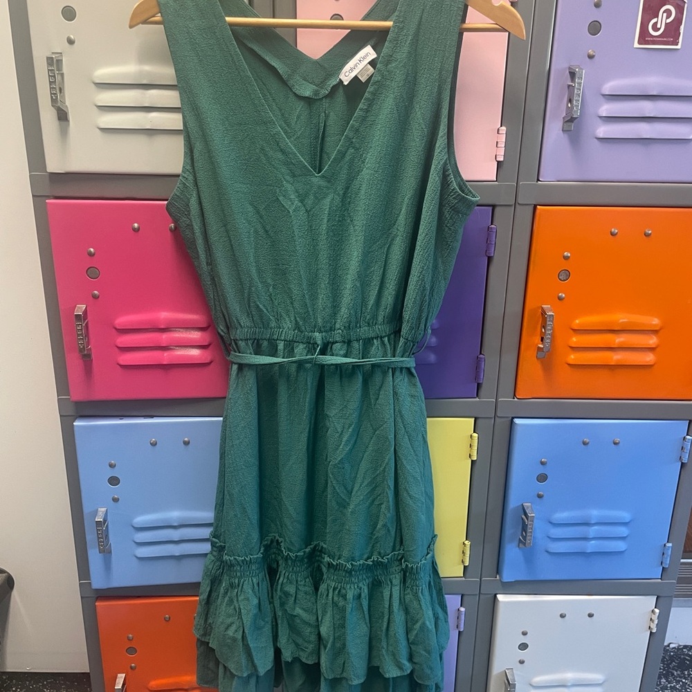 Elegant Calvin Klein Teal Sleeveless Dress, 12
